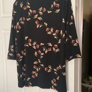 Christopher & Banks Black Floral Blouse